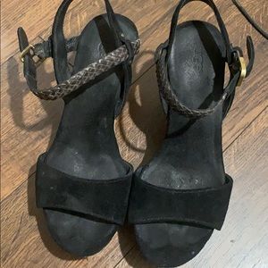 Black suede Ugg’s sandals. Super comfy for summer